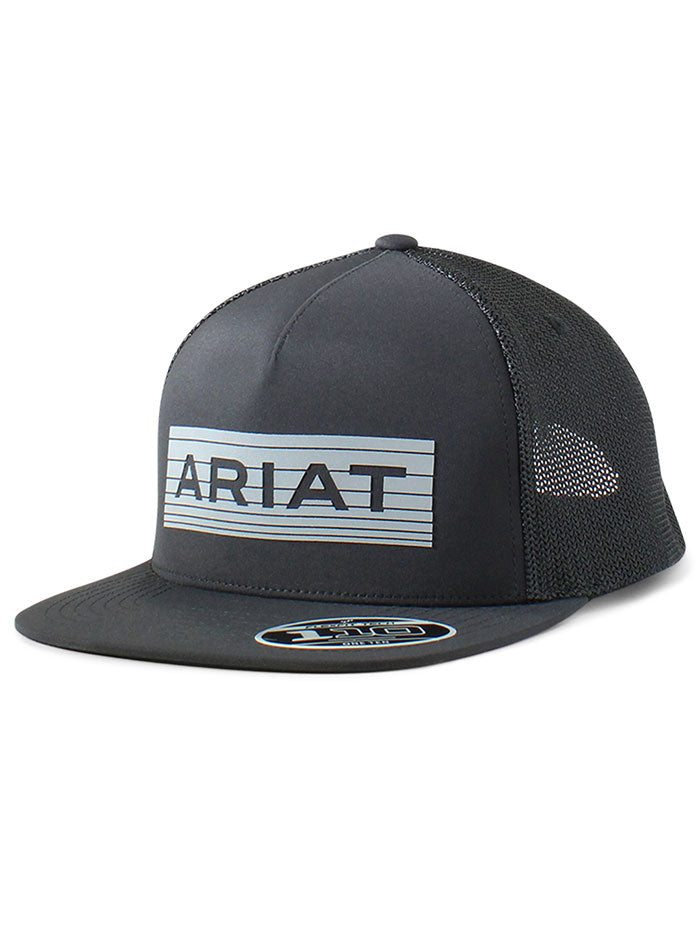 Ariat A300077001 Flexfit 110 Snapback Reflect Cap Black front / side view. If you need any assistance with this item or the purchase of this item please call us at five six one seven four eight eight eight zero one Monday through Saturday 10:00a.m EST to 8:00 p.m EST
