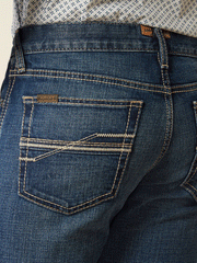 Ariat 10053550 Mens M8 Modern Ashton Straight Leg Jeans Champ back close up. If you need any assistance with this item or the purchase of this item please call us at five six one seven four eight eight eight zero one Monday through Saturday 10:00a.m EST to 8:00 p.m EST

