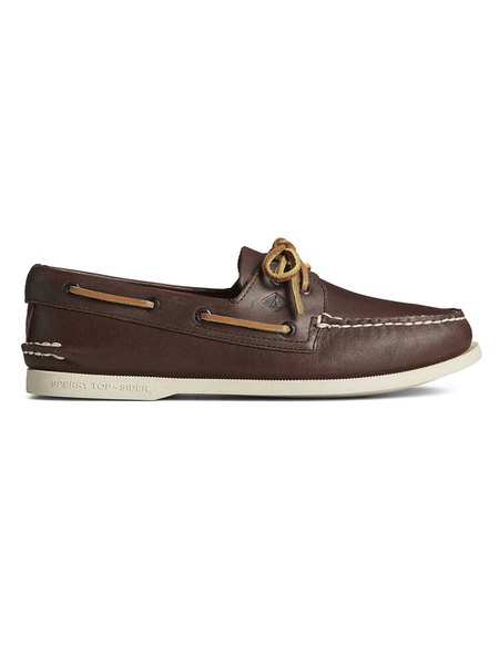 Sperry 0195115 Mens Authentic Original  Boat Shoe Classic Brown outter side view. If you need any assistance with this item or the purchase of this item please call us at five six one seven four eight eight eight zero one Monday through Saturday 10:00a.m EST to 8:00 p.m EST