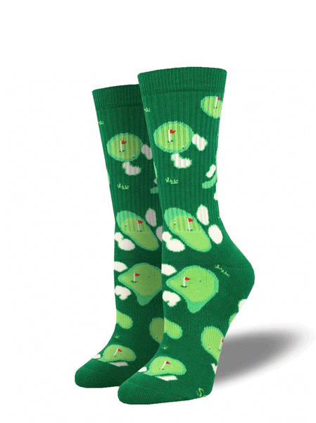 Socksmith ANC3135S-GEE Womens Par For The Course Active Crew Socks Green front and side view of pair. If you need any assistance with this item or the purchase of this item please call us at five six one seven four eight eight eight zero one Monday through Saturday 10:00a.m EST to 8:00 p.m EST