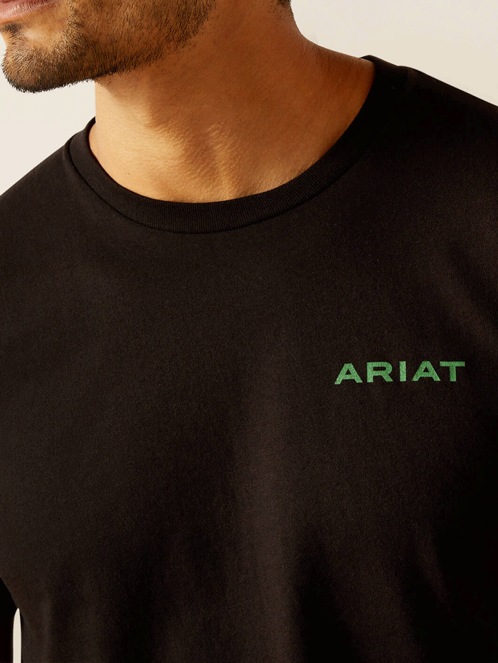 Ariat 10051447 Mens Wooden Badges T-Shirt Black back view. If you need any assistance with this item or the purchase of this item please call us at five six one seven four eight eight eight zero one Monday through Saturday 10:00a.m EST to 8:00 p.m EST