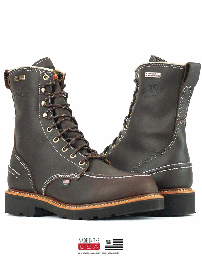 Thorogood 814-4141 Mens Flyway Waterproof Lace Up Work Boot Briar Pitstop front and side view. If you need any assistance with this item or the purchase of this item please call us at five six one seven four eight eight eight zero one Monday through Saturday 10:00a.m EST to 8:00 p.m EST