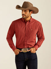 Ariat 10052372 Mens Classic Fit Long Sleeve Shirt Red front view. If you need any assistance with this item or the purchase of this item please call us at five six one seven four eight eight eight zero one Monday through Saturday 10:00a.m EST to 8:00 p.m EST