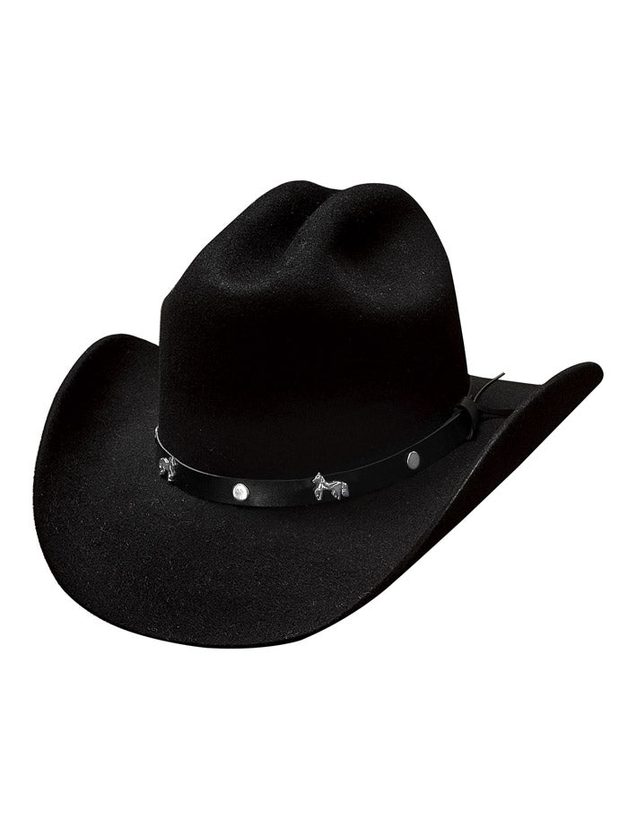 Bullhide PASOBOYS 3051 Kids Felt Western Hat Black front view. If you need any assistance with this item or the purchase of this item please call us at five six one seven four eight eight eight zero one Monday through Saturday 10:00a.m EST to 8:00 p.m EST
