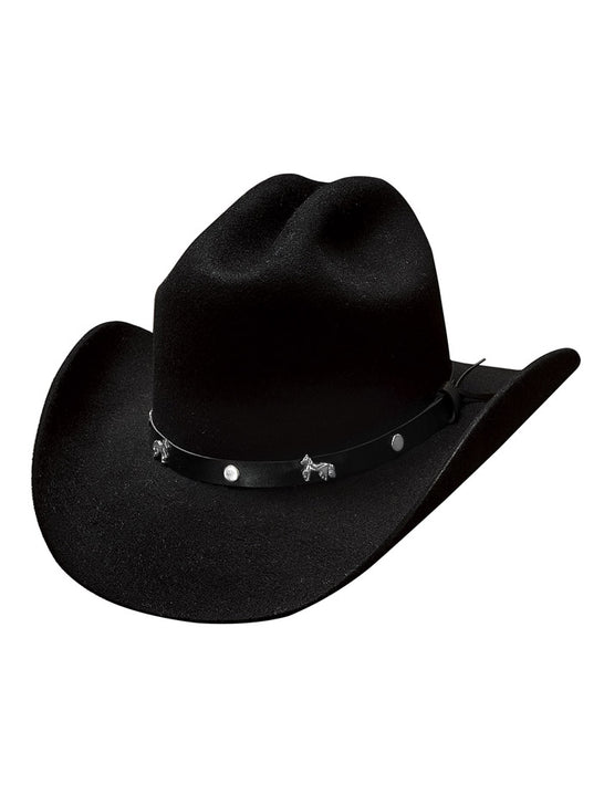 Bullhide PASOBOYS 3051 Kids Felt Western Hat Black front view. If you need any assistance with this item or the purchase of this item please call us at five six one seven four eight eight eight zero one Monday through Saturday 10:00a.m EST to 8:00 p.m EST