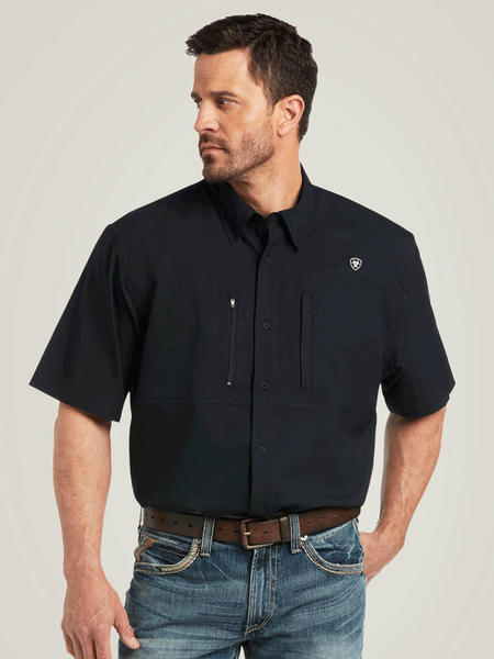 Ariat 10034960 Mens VentTEK Classic Fit Shirt Black front view. If you need any assistance with this item or the purchase of this item please call us at five six one seven four eight eight eight zero one Monday through Saturday 10:00a.m EST to 8:00 p.m EST