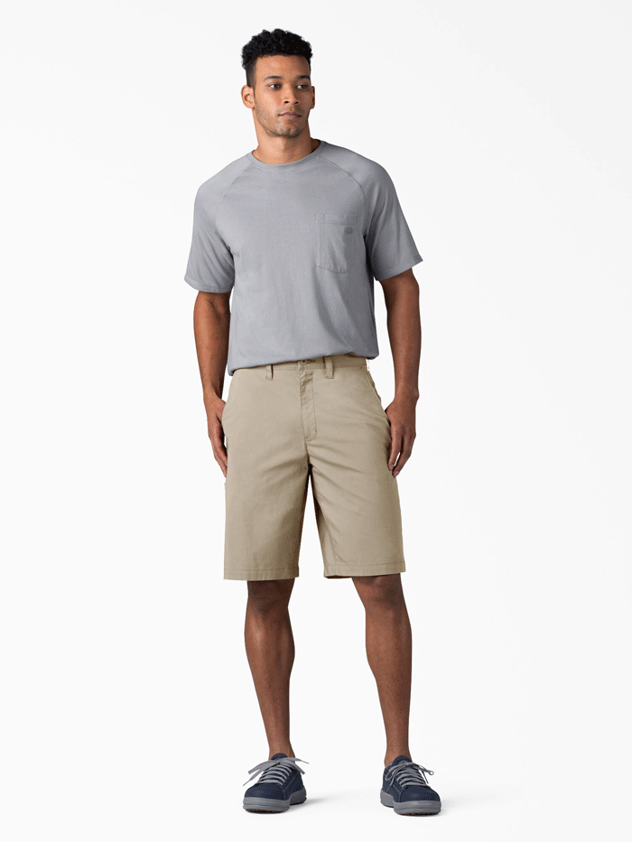 Dickies SR601DS Mens Cooling Utility Shorts Desert Sand front view. If you need any assistance with this item or the purchase of this item please call us at five six one seven four eight eight eight zero one Monday through Saturday 10:00a.m EST to 8:00 p.m EST