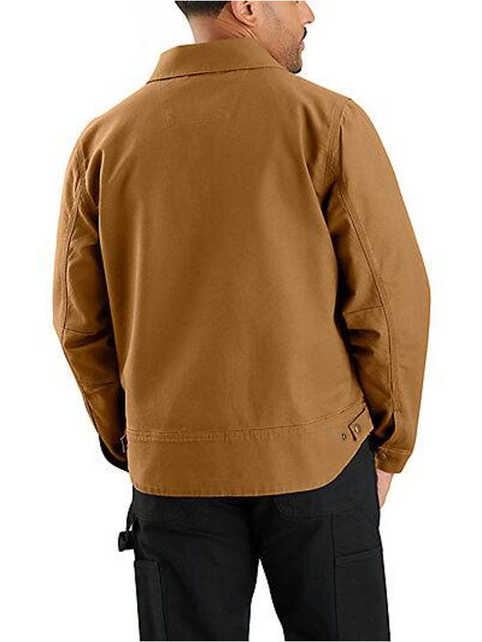 Carhartt 105748-BRN Mens Rugged Flex Relaxed Fit Duck Jacket Brown front view. If you need any assistance with this item or the purchase of this item please call us at five six one seven four eight eight eight zero one Monday through Saturday 10:00a.m EST to 8:00 p.m EST