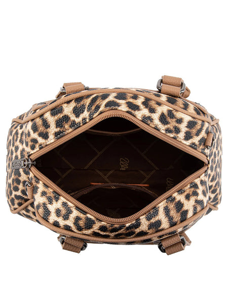 Wrangler WG399-5112BRLP Womens Leopard Print Satchel/Crossbody Bag Brown inside view. If you need any assistance with this item or the purchase of this item please call us at five six one seven four eight eight eight zero one Monday through Saturday 10:00a.m EST to 8:00 p.m EST