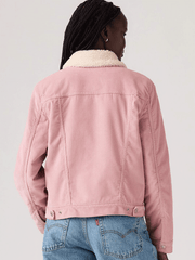 Levis 361360126 Womens Original Sherpa Trucker Corduroy Jacket Zephyr Pink back view. If you need any assistance with this item or the purchase of this item please call us at five six one seven four eight eight eight zero one Monday through Saturday 10:00a.m EST to 8:00 p.m EST