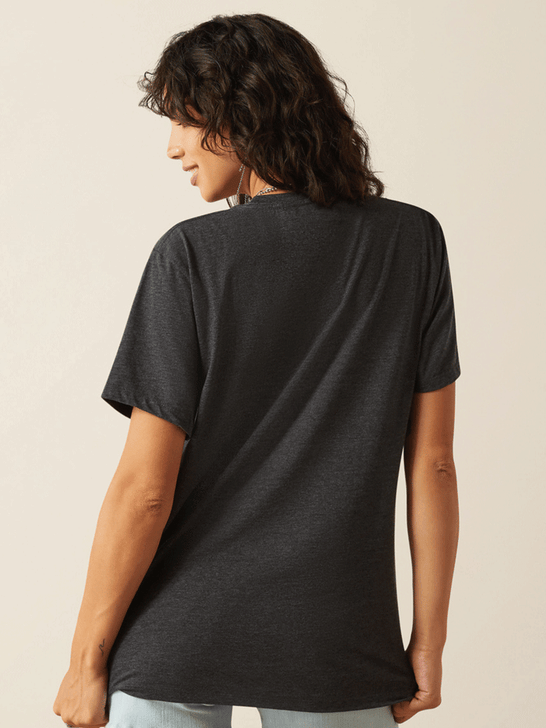 Ariat 10058879 Womens Rodeo Girls T-Shirt Charcoal Heather back view. If you need any assistance with this item or the purchase of this item please call us at five six one seven four eight eight eight zero one Monday through Saturday 10:00a.m EST to 8:00 p.m EST