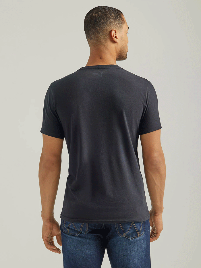 Wrangler 112339564 Mens Americana Photos T-Shirt Jet Black front view. If you need any assistance with this item or the purchase of this item please call us at five six one seven four eight eight eight zero one Monday through Saturday 10:00a.m EST to 8:00 p.m EST