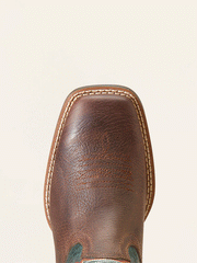 Ariat 10047010 Kids Wilder Western Boot Hat Box Brown toe view from above. If you need any assistance with this item or the purchase of this item please call us at five six one seven four eight eight eight zero one Monday through Saturday 10:00a.m EST to 8:00 p.m EST