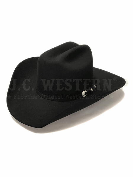 Serratelli BEAUMONTBLK 6X Felt 4 Inch Brim Western Hat Black  front and side view. If you need any assistance with this item or the purchase of this item please call us at five six one seven four eight eight eight zero one Monday through Saturday 10:00a.m EST to 8:00 p.m EST