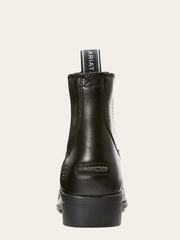 Ariat 10027242 Kids Devon IV Zip Paddock Boots Black back view. If you need any assistance with this item or the purchase of this item please call us at five six one seven four eight eight eight zero one Monday through Saturday 10:00a.m EST to 8:00 p.m EST