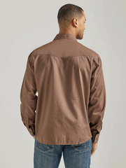 Wrangler 112338156 Mens Retro Premium Long Sleeve Shirt Camel Brown back view. If you need any assistance with this item or the purchase of this item please call us at five six one seven four eight eight eight zero one Monday through Saturday 10:00a.m EST to 8:00 p.m EST