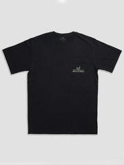 Beach & Barn CAMO SURFING ROOSTER Short Sleeve Pocket T-Shirt Black front view. If you need any assistance with this item or the purchase of this item please call us at five six one seven four eight eight eight zero one Monday through Saturday 10:00a.m EST to 8:00 p.m EST