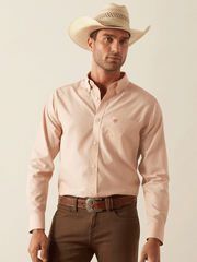 Ariat 10054660 Mens Wrinkle Free Solid Fitted Shirt Light Brown front view. If you need any assistance with this item or the purchase of this item please call us at five six one seven four eight eight eight zero one Monday through Saturday 10:00a.m EST to 8:00 p.m EST