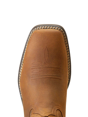 Ariat 10046982 Mens Ridgeback Western Boot Oily Distressed Tan toe view from above. If you need any assistance with this item or the purchase of this item please call us at five six one seven four eight eight eight zero one Monday through Saturday 10:00a.m EST to 8:00 p.m EST