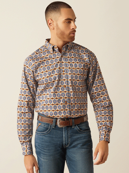 Ariat 10052613 Mens Tennessee Classic Fit Shirt Blue front. If you need any assistance with this item or the purchase of this item please call us at five six one seven four eight eight eight zero one Monday through Saturday 10:00a.m EST to 8:00 p.m EST