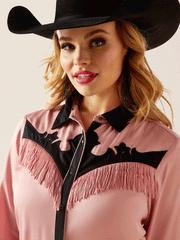 Ariat 10047367 Womens Wilder Fringe Western Shirt Zephyr front close up view. If you need any assistance with this item or the purchase of this item please call us at five six one seven four eight eight eight zero one Monday through Saturday 10:00a.m EST to 8:00 p.m EST
