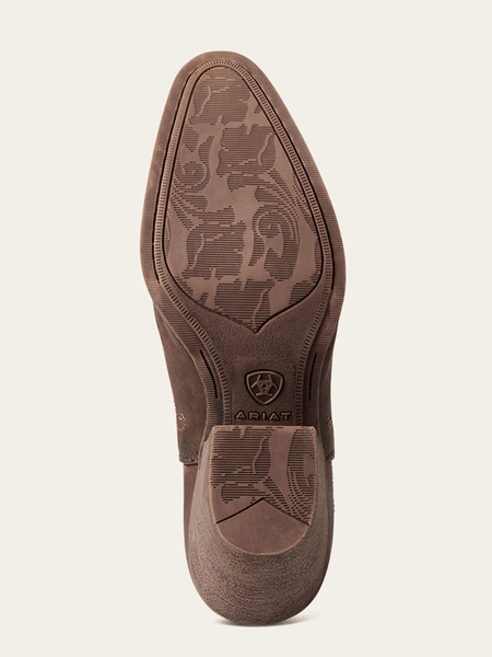 Ariat 10038480 Womens Encore R Toe Western Boot Weathered Brown sole view. If you need any assistance with this item or the purchase of this item please call us at five six one seven four eight eight eight zero one Monday through Saturday 10:00a.m EST to 8:00 p.m EST