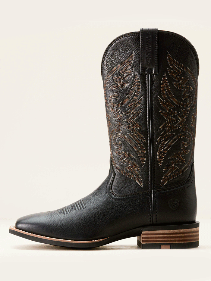 Ariat 10053631 Mens Ricochet Cowboy Boot Black Carbon front and side view. If you need any assistance with this item or the purchase of this item please call us at five six one seven four eight eight eight zero one Monday through Saturday 10:00a.m EST to 8:00 p.m EST

