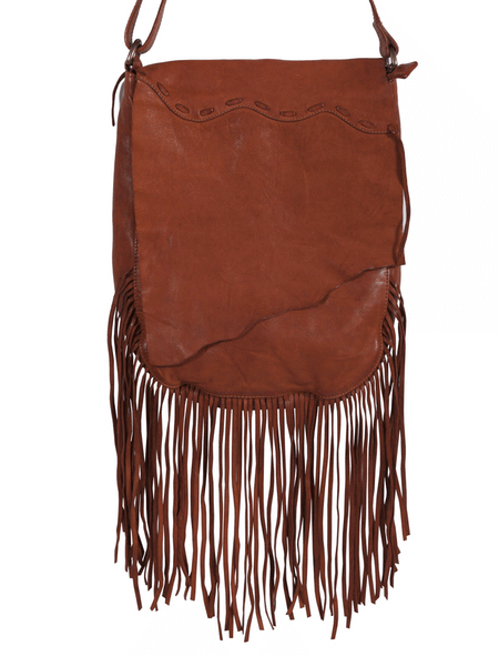 Scully B180-HB Womens Crossbody Fringe Leather Handbag Cognac close up of front view. If you need any assistance with this item or the purchase of this item please call us at five six one seven four eight eight eight zero one Monday through Saturday 10:00a.m EST to 8:00 p.m EST