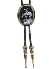 Western Express BT-254 End Of Trail Oval Bolo Tie Black front view. If you need any assistance with this item or the purchase of this item please call us at five six one seven four eight eight eight zero one Monday through Saturday 10:00a.m EST to 8:00 p.m EST