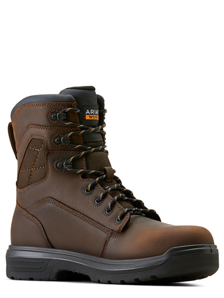 Ariat 10050823 Mens Turbo 8 H2O Carbon Toe Waterproof Boot Rich Brown inner side view. If you need any assistance with this item or the purchase of this item please call us at five six one seven four eight eight eight zero one Monday through Saturday 10:00a.m EST to 8:00 p.m EST
