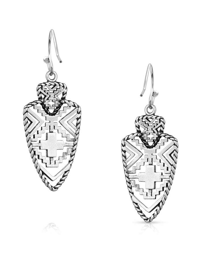 Montana Silversmiths ER5863 Womens Patterns of the Southwest Earrings Silver front view. If you need any assistance with this item or the purchase of this item please call us at five six one seven four eight eight eight zero one Monday through Saturday 10:00a.m EST to 8:00 p.m EST