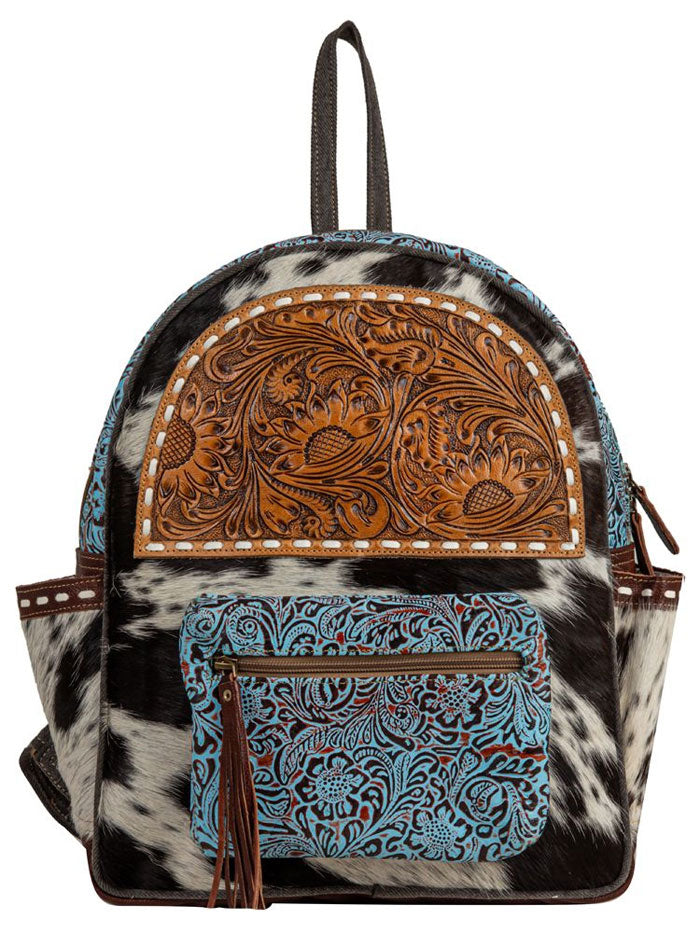 Myra Bag S-8014 Womens Chisum Draw Hand Tooled Bag Brown side / front view. If you need any assistance with this item or the purchase of this item please call us at five six one seven four eight eight eight zero one Monday through Saturday 10:00a.m EST to 8:00 p.m EST