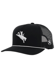 Hooey 4044T-BK WHIT Embroidered Rider Logo Hat Black side / front view.If you need any assistance with this item or the purchase of this item please call us at five six one seven four eight eight eight zero one Monday through Saturday 10:00a.m EST to 8:00 p.m EST