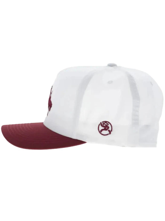 Hooey 4047T-WHMA WHIT Trucker Hat White Maroon side view. If you need any assistance with this item or the purchase of this item please call us at five six one seven four eight eight eight zero one Monday through Saturday 10:00a.m EST to 8:00 p.m EST
