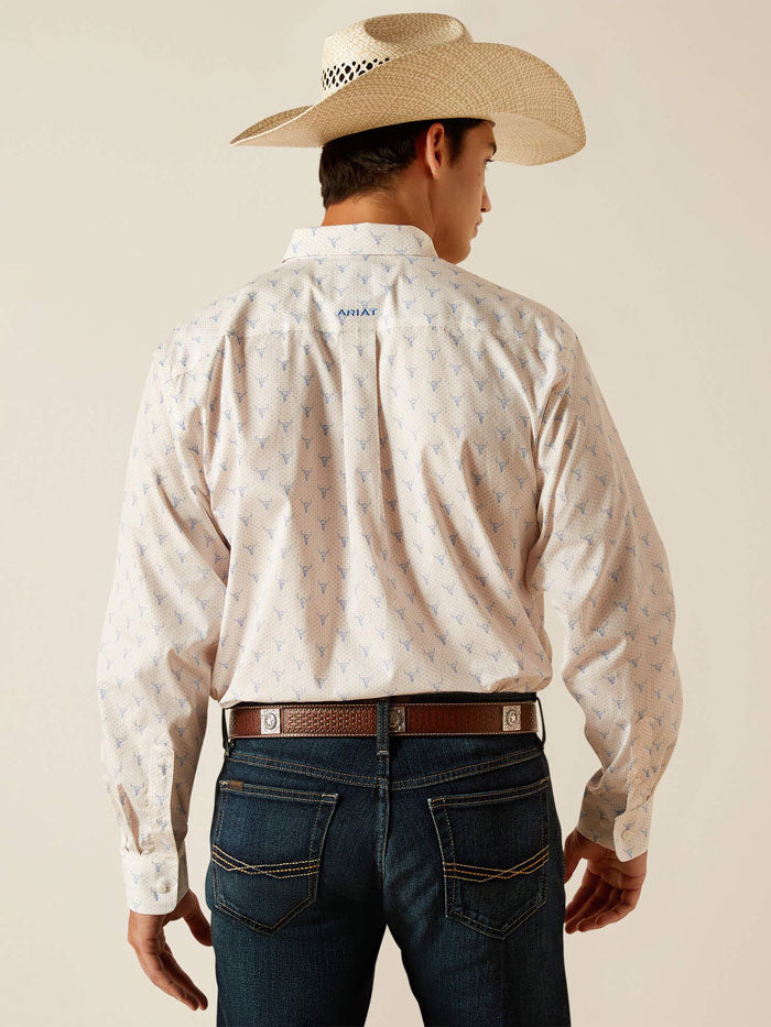 Ariat 10048365 Mens Wrinkle Free Ridge Classic Shirt White front view. If you need any assistance with this item or the purchase of this item please call us at five six one seven four eight eight eight zero one Monday through Saturday 10:00a.m EST to 8:00 p.m EST