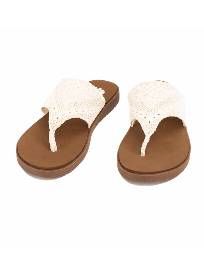 Yellow Box 53996 Womens Feria Flip Flop Sandals Bone side and front view. If you need any assistance with this item or the purchase of this item please call us at five six one seven four eight eight eight zero one Monday through Saturday 10:00a.m EST to 8:00 p.m EST