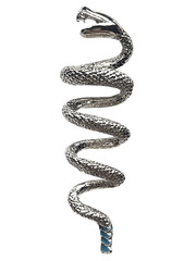 Rockmount 42399 Rattlesnake Western Bolo Tie Silver Turquoise close up. If you need any assistance with this item or the purchase of this item please call us at five six one seven four eight eight eight zero one Monday through Saturday 10:00a.m EST to 8:00 p.m EST