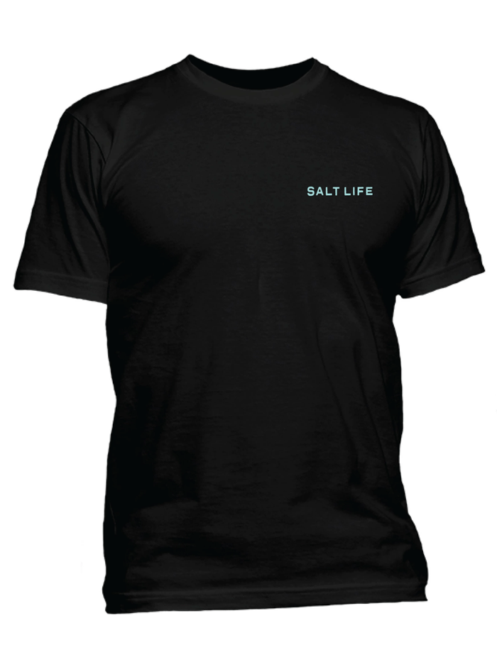 Salt Life SLM11161-BLK Mens Deep Ventures Short Sleeve Tee Black back view. If you need any assistance with this item or the purchase of this item please call us at five six one seven four eight eight eight zero one Monday through Saturday 10:00a.m EST to 8:00 p.m EST

