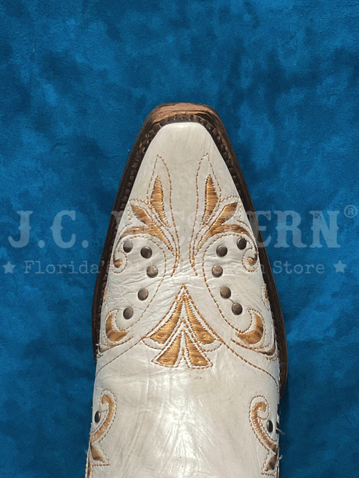 Circle G L5967 Ladies Embroidery And Studs Boots Pearl front and side view. If you need any assistance with this item or the purchase of this item please call us at five six one seven four eight eight eight zero one Monday through Saturday 10:00a.m EST to 8:00 p.m EST