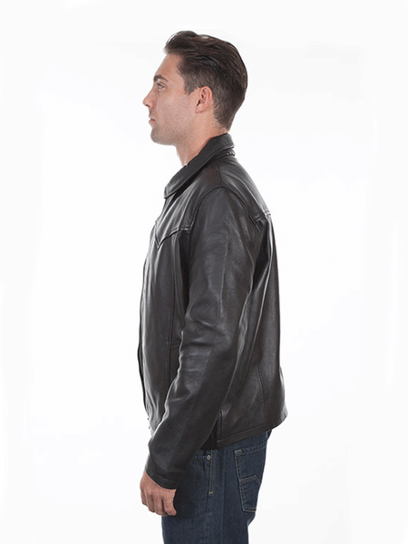 Scully 710-144 Mens Casual Western Lamb Leather Jacket Black side view. If you need any assistance with this item or the purchase of this item please call us at five six one seven four eight eight eight zero one Monday through Saturday 10:00a.m EST to 8:00 p.m EST