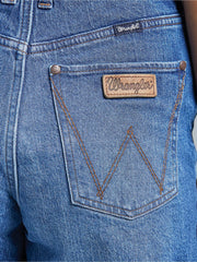 Wrangler 112344625 Womens Retro High Rise Cowboy Short Samantha Navy back close up. If you need any assistance with this item or the purchase of this item please call us at five six one seven four eight eight eight zero one Monday through Saturday 10:00a.m EST to 8:00 p.m EST