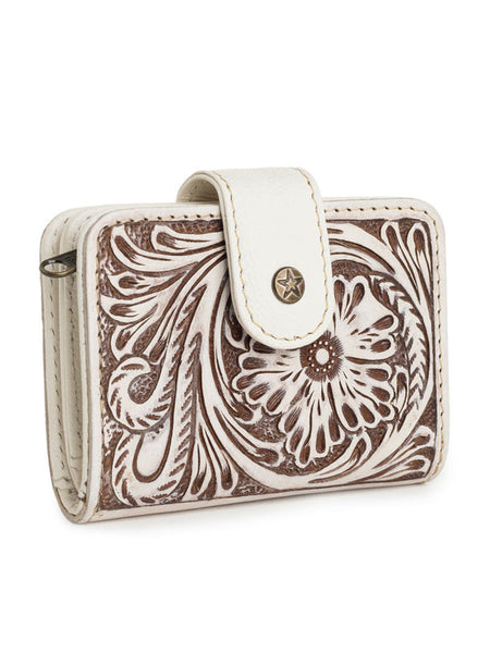 Myra Bag S-10734 Womens Winslow Creek Mini Wallet White side front view. If you need any assistance with this item or the purchase of this item please call us at five six one seven four eight eight eight zero one Monday through Saturday 10:00a.m EST to 8:00 p.m EST