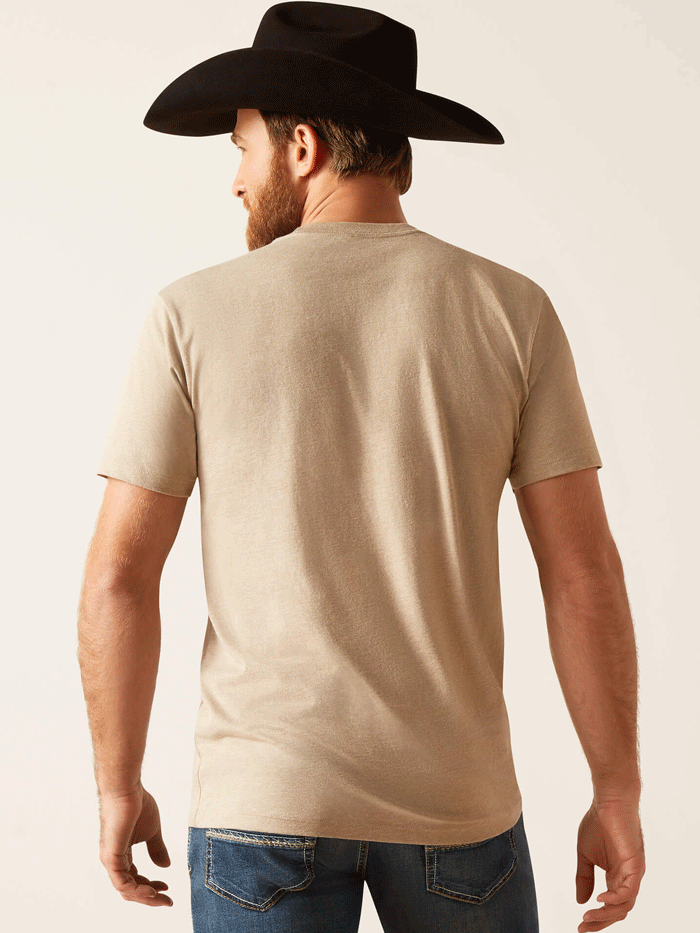 Ariat 10047841 Unisex Sendero King Cow T-Shirt Oatmeal Heather front view on male and female models. If you need any assistance with this item or the purchase of this item please call us at five six one seven four eight eight eight zero one Monday through Saturday 10:00a.m EST to 8:00 p.m EST