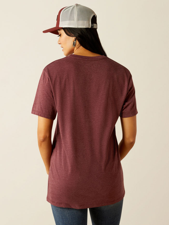 Ariat 10054032 Womens Rodeo Sweetie T-Shirt Marron Heather Burgundy front view. If you need any assistance with this item or the purchase of this item please call us at five six one seven four eight eight eight zero one Monday through Saturday 10:00a.m EST to 8:00 p.m EST