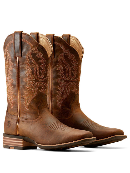 Ariat 10051039 Womens Olena Square Toe Western Boots Sassy Brown pair view. If you need any assistance with this item or the purchase of this item please call us at five six one seven four eight eight eight zero one Monday through Saturday 10:00a.m EST to 8:00 p.m EST