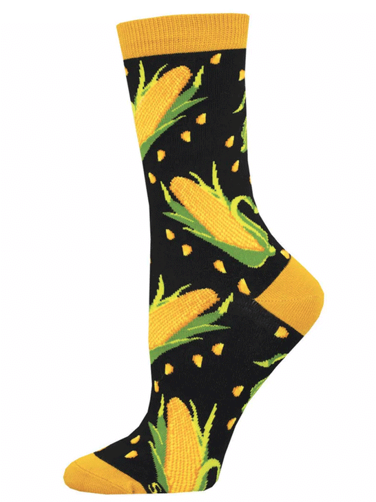 Socksmith WBN3295-BLK Womens A-Maize-Ing Bamboo Socks Black side view. If you need any assistance with this item or the purchase of this item please call us at five six one seven four eight eight eight zero one Monday through Saturday 10:00a.m EST to 8:00 p.m EST