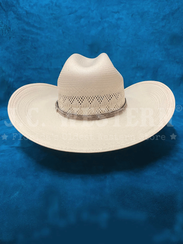 Larry Mahan MSP430PALX 10X PALOMINO Straw Hat Ivory side and front view. If you need any assistance with this item or the purchase of this item please call us at five six one seven four eight eight eight zero one Monday through Saturday 10:00a.m EST to 8:00 p.m EST