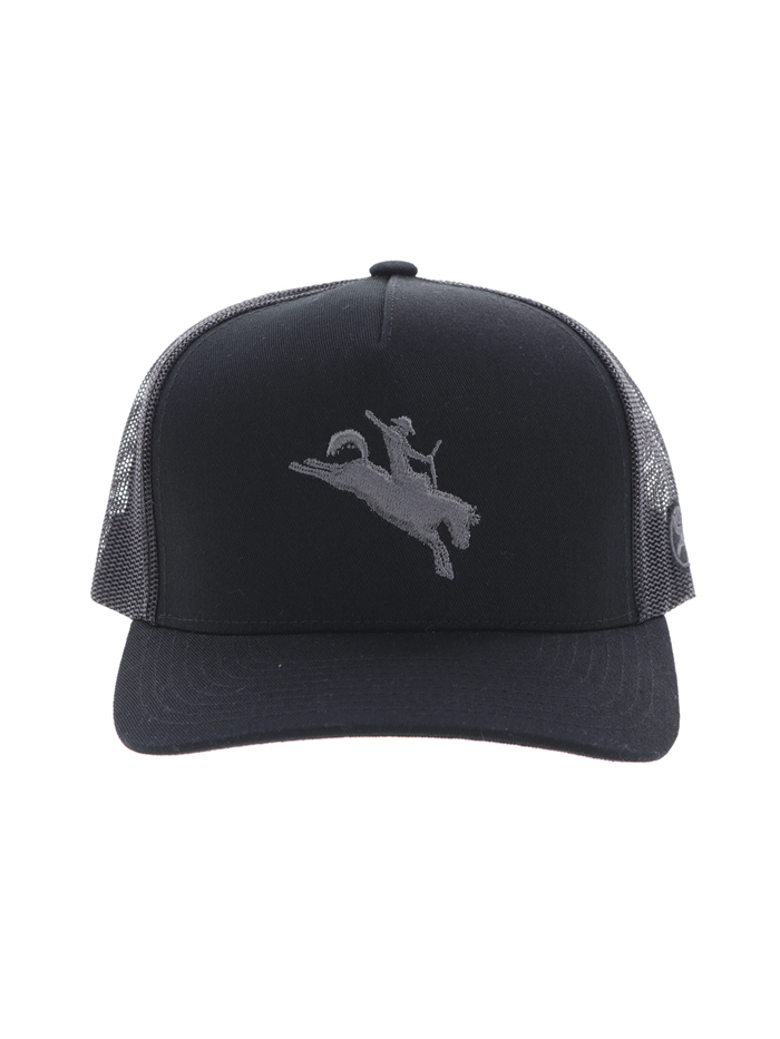 Hooey 4045T-BK WHIT High Profile Snapback Trucker Hat Black front and side view. If you need any assistance with this item or the purchase of this item please call us at five six one seven four eight eight eight zero one Monday through Saturday 10:00a.m EST to 8:00 p.m EST