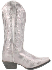 Laredo 52463 Womens DREAM GIRL Leather Boot Silver outer side view. If you need any assistance with this item or the purchase of this item please call us at five six one seven four eight eight eight zero one Monday through Saturday 10:00a.m EST to 8:00 p.m EST