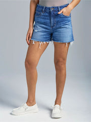 Wrangler 112344625 Womens Retro High Rise Cowboy Short Samantha Navy front view. If you need any assistance with this item or the purchase of this item please call us at five six one seven four eight eight eight zero one Monday through Saturday 10:00a.m EST to 8:00 p.m EST